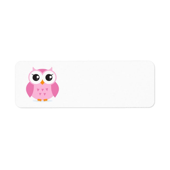 Cute adorable pink owl animal cartoon for kids label (Front)