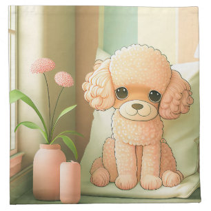 Cute Adorable Poodle Dog Puppy Artwork   Cloth Napkin