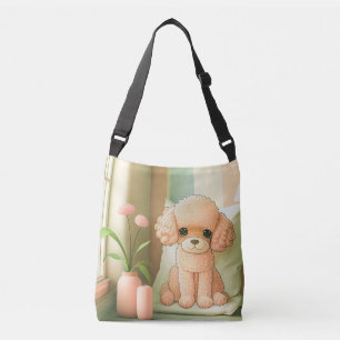 Cute Adorable Poodle Dog Puppy Artwork Crossbody Bag