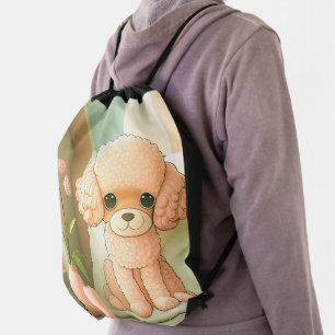 Cute Adorable Poodle Dog Puppy Artwork Drawstring Bag