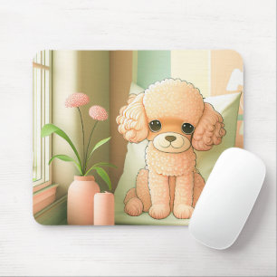 Cute Adorable Poodle Dog Puppy Artwork Mouse Pad