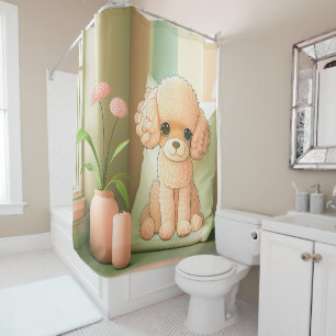 Cute Adorable Poodle Dog Puppy Artwork   Shower Curtain