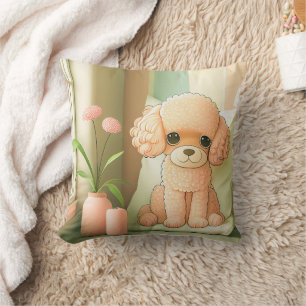 Cute Adorable Poodle Dog Puppy Artwork Throw Pillow