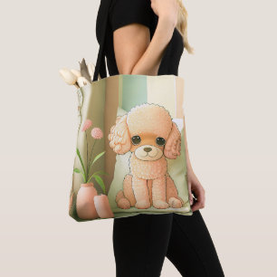 Cute Adorable Poodle Dog Puppy Artwork Tote Bag