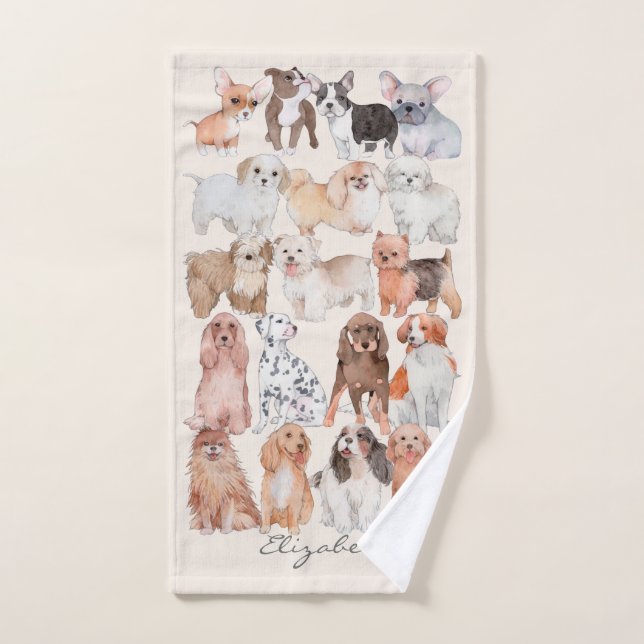 Cute Adorable Puppies Bath Towel Set (Hand Towel)