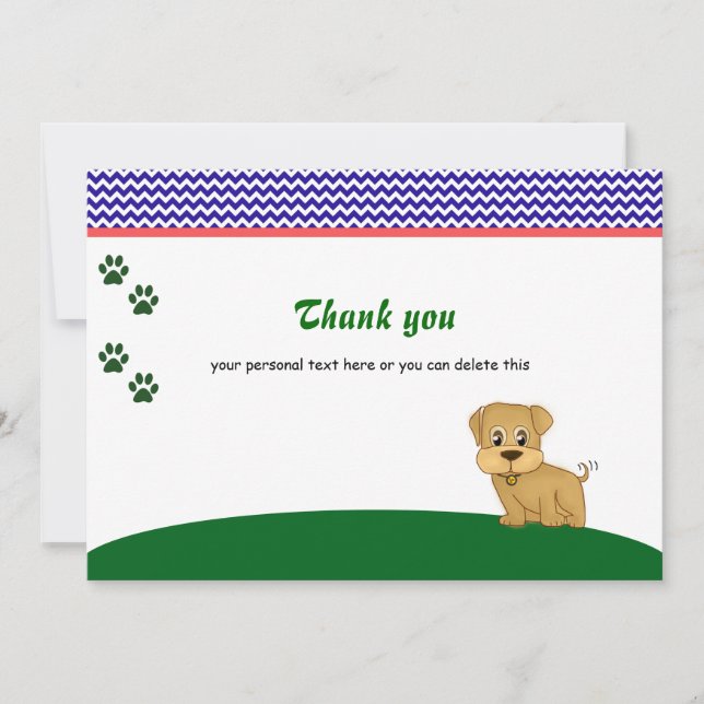 Cute Adorable Puppy Dog Thank You Card (Front)