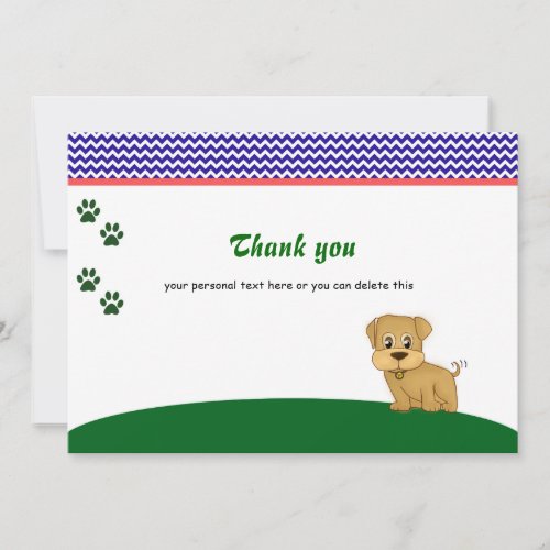 Cute Adorable Puppy Dog Thank You Card