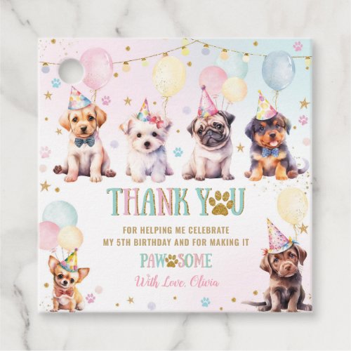 Cute Adorable Puppy Dogs Balloons Birthday Party Favor Tags