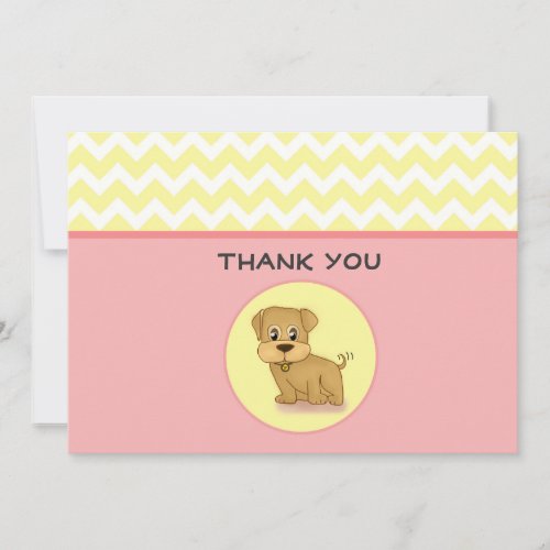 Cute Adorable Puppy Pink Cream Thank You Card