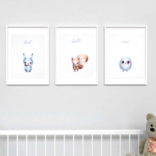 Cute Adorable Rabbit Boy Blue Baby Nursery Decor