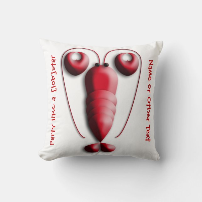 Cute Adorable Red Lobster Heart-Shaped Pincers Throw Pillow (Front)