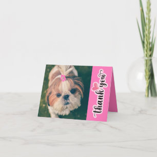 Cute Adorable Shih Tzu Pet Caregiver Letterpress Thank You Card
