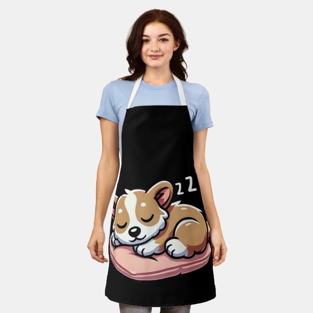 Cute Adorable Sleeping Animal Lovers Welsh Corgi P Apron (Worn)