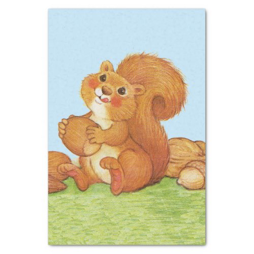 Cute Adorable Squirrel Acorns Nuts Tissue Paper