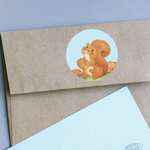 Cute Adorable Squirrel Nuts Classic Round Sticker
