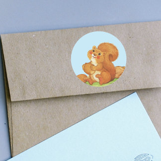 Cute Adorable Squirrel Nuts Classic Round Sticker