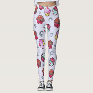 Cute Adorable Sweet Cupcakes Dessert Pattern   Leggings