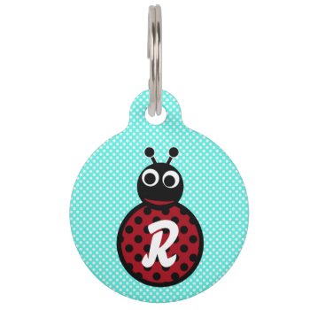 Cute Adorable Sweet Lady Bug Monogram Pet Tag by ChicPink at Zazzle