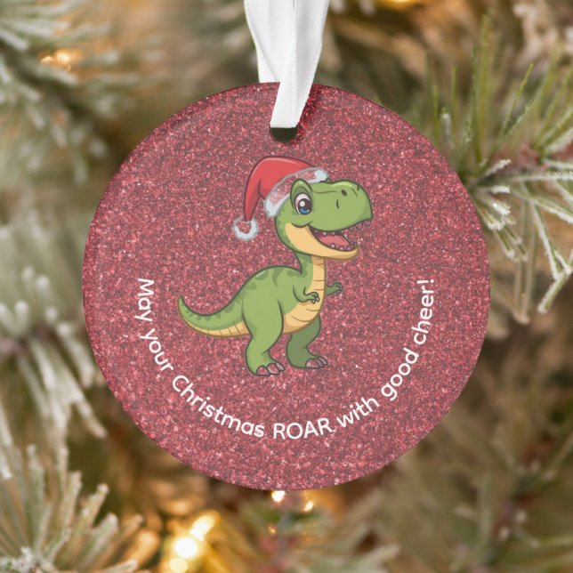 Cute Adorable T-Rex in Santa Hat  Ornament (Tree)