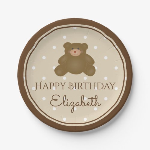 Cute Adorable Teddy Bear Baby First Birthday Party Paper Plates