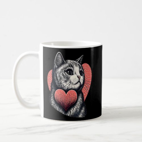 Cute adorable unique Happy Valentines Day cat hea Coffee Mug