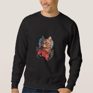 Cute adorable unique Happy Valentine's Day cat hea Sweatshirt