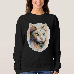 Cute adorable unique original watercolor cat  4 sweatshirt