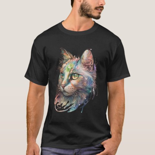 Cute adorable unique watercolor cat design Pullove T_Shirt