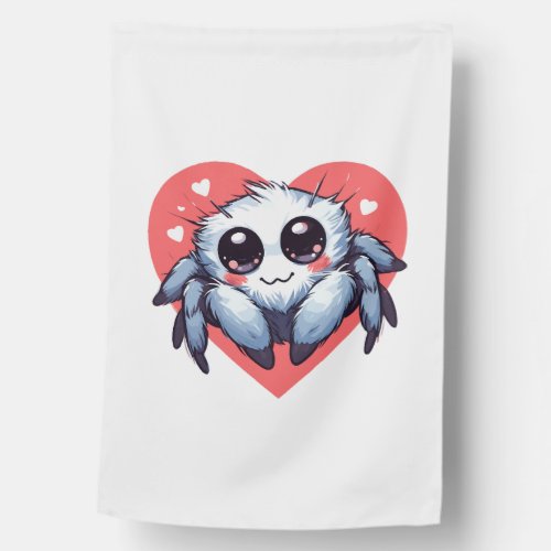 Cute adorable valentine jumping spider house flag