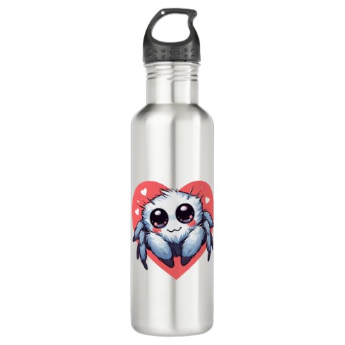 Cute adorable valentine jumping spider stainless steel water bottle