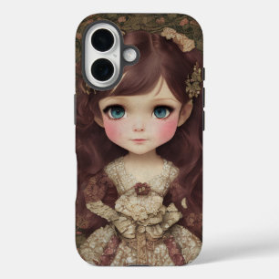 Cute Adorable Vintage Style Chibi Kawaii Girl Art iPhone 16 Case