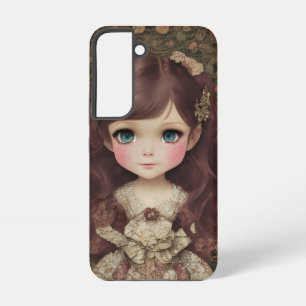 Cute Adorable Vintage Style Chibi Kawaii Girl Art Samsung Galaxy S22 Case