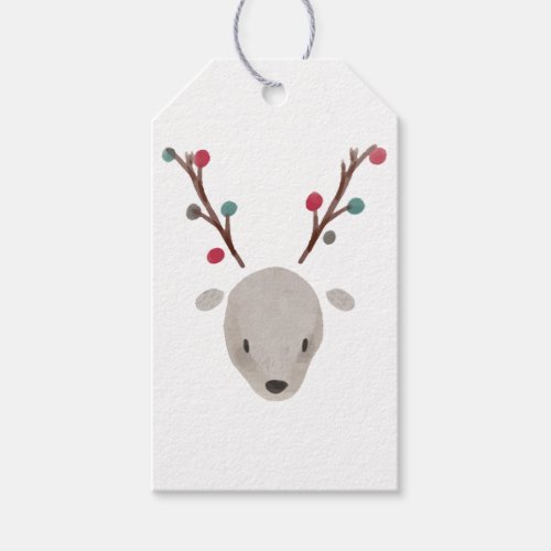 Cute Adorable Watercolor Deer Reindeer Gift Tags