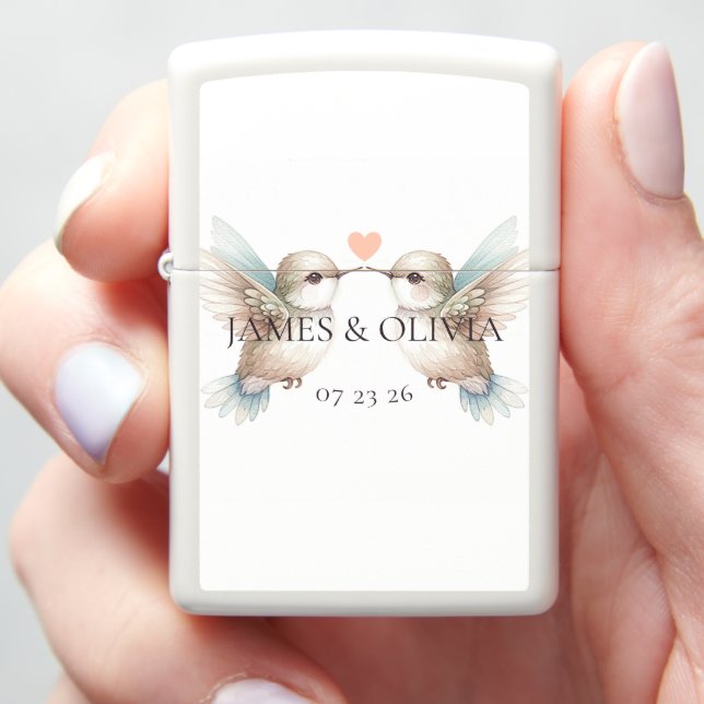 Cute Adorable Wedding Couple Zippo Lighter (In Hand)
