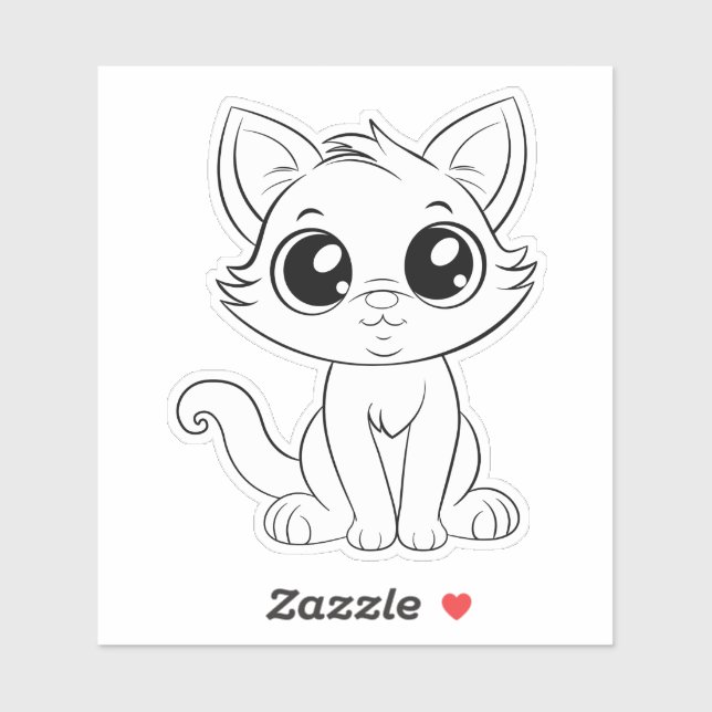 Cute Adorable White Cat Cartoon-30853 Sticker (Sheet)
