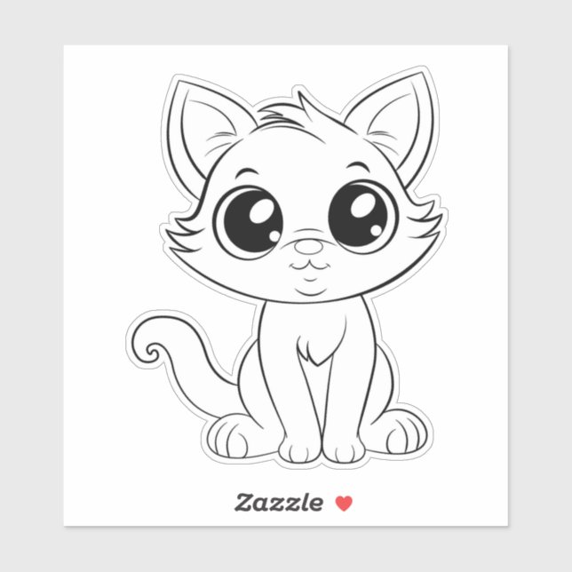 Cute Adorable White Cat Cartoon-30853 Sticker (Sheet)