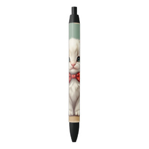 Cute adorable white cat with bow tie pen