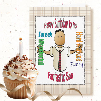 Cute Adult Son Ethnic Cartoon Humorous Birthday Card