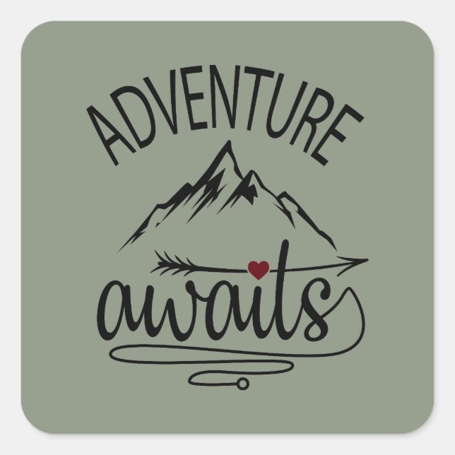 Cute adventure awaits word art square sticker (Front)