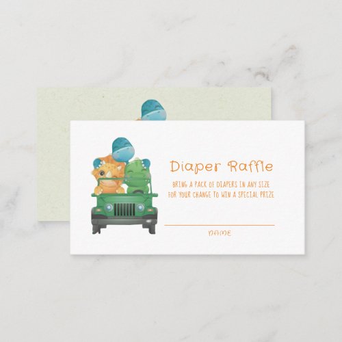 Cute Adventure Dinosaurs Diaper Raffle Business Card