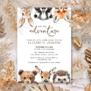 Cute Adventure Forest Woodland Animals Baby Shower Invitation