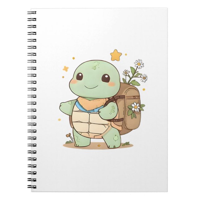 Cute Adventure Turtle Traveler Kawaii Design Notebook (Front)