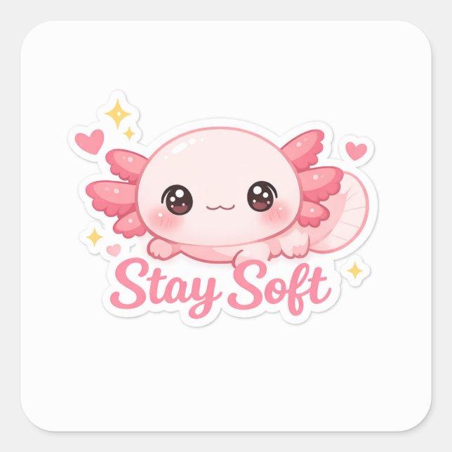 Cute Aesthetic Axolotl Square Sticker (Front)