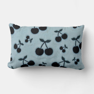 Cute Aesthetic Blue Cherry Pattern Lumbar Pillow