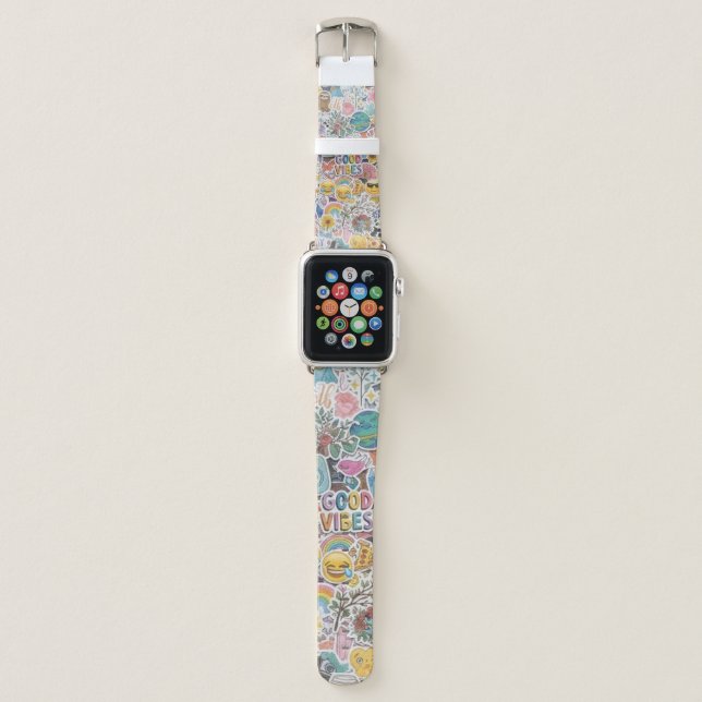 Cute Aesthetic Collage Apple Watch Strap (Front)