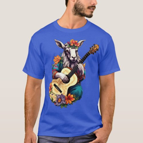 Cute  Aesthetic Goat Guitar Lover T_Shirt