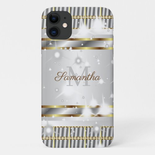 Cute Aesthetic Gold Silver And White Custom iPhone 11 Case