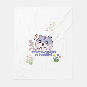 Cute Aesthetic Hamster Fleece Blanket