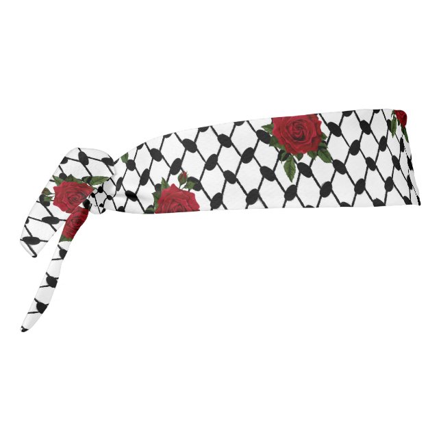 Cute Aesthetic Kufiya Rose Pattern Tie Headband (Rotate 270)