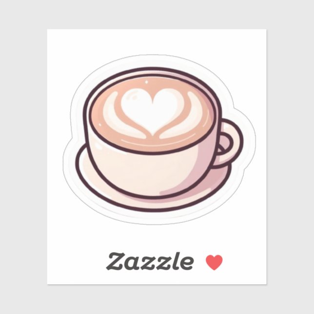  Cute Aesthetic Latte Art Heart Coffee Cup Stick Sticker (Sheet)